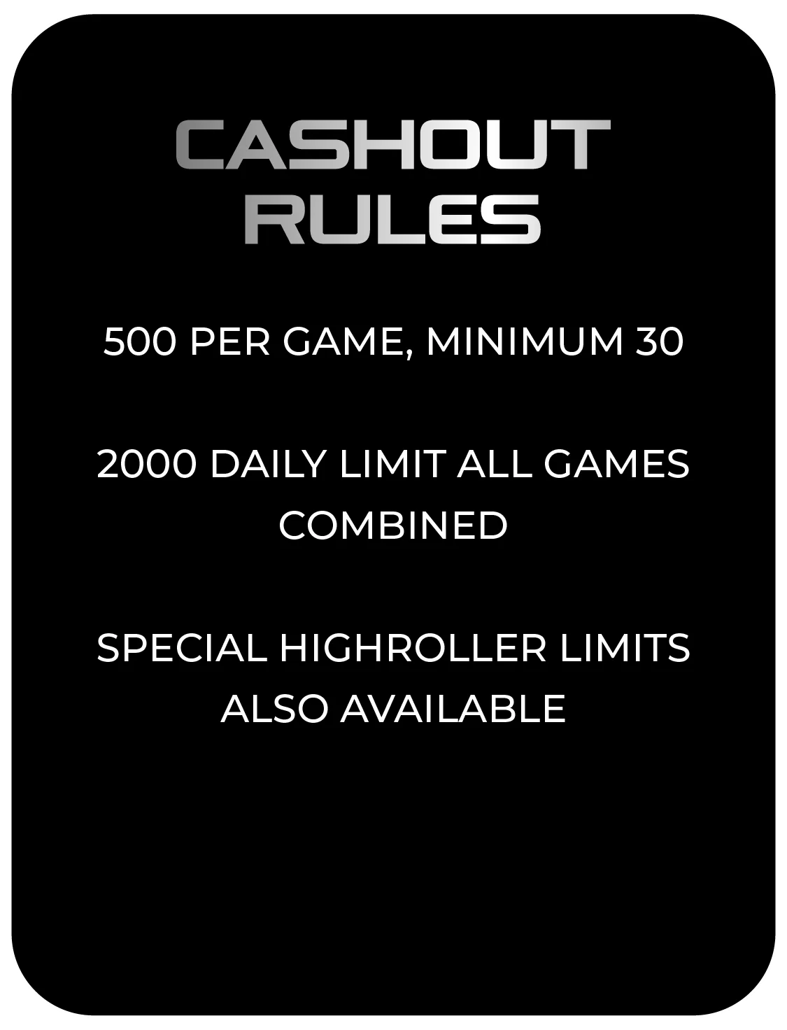 Cashout Rules